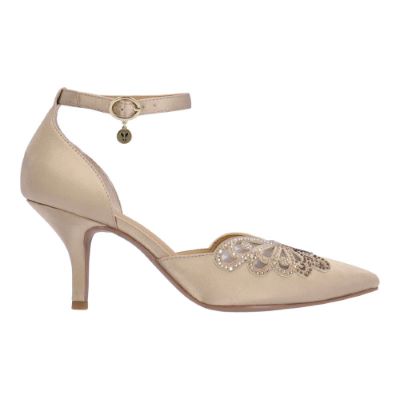 Isabetta-BEIGE SATIN/RHINESTONES | J Renee