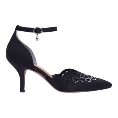 Isabetta-BLACK SATIN/RHINESTONES | J Renee