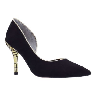 Jeanine-BLACK SUEDE/GOLD SPECCHIO | J Renee