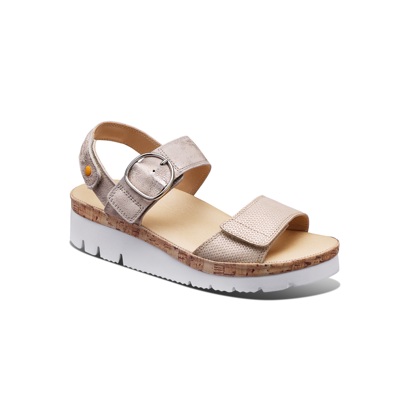 Women's Portola Two Strap Sandal-Textured Pearl Leather | Samuel Hubbard