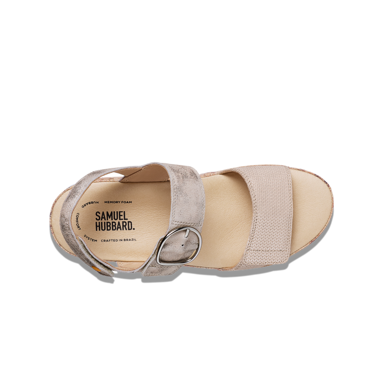 Women's Portola Two Strap Sandal-Textured Pearl Leather | Samuel Hubbard