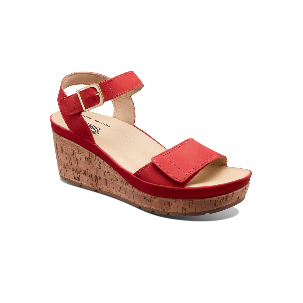 Women's Portola Two Strap Wedge-Red Nubuck | Samuel Hubbard