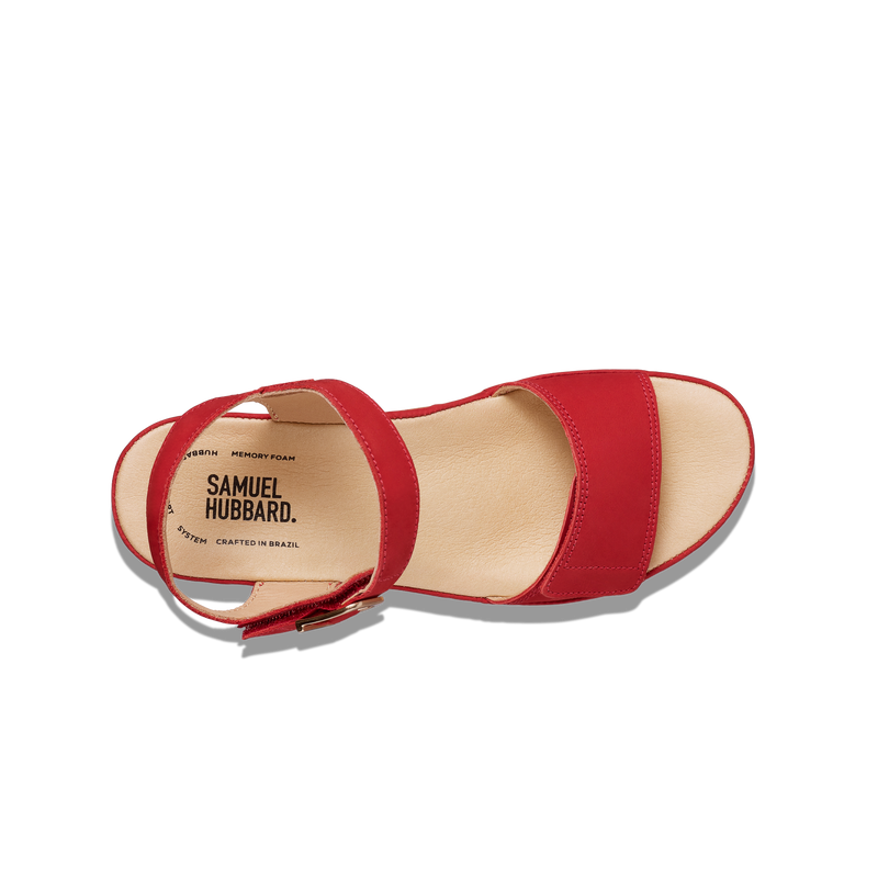 Women's Portola Two Strap Wedge-Red Nubuck | Samuel Hubbard