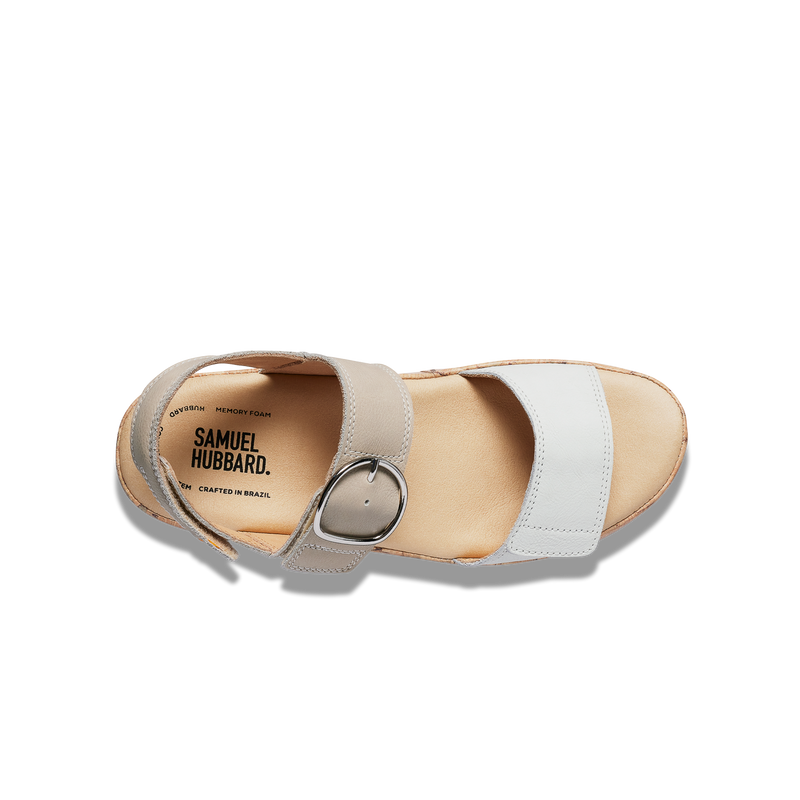 Women's Portola Two Strap Sandal-White Leather | Samuel Hubbard