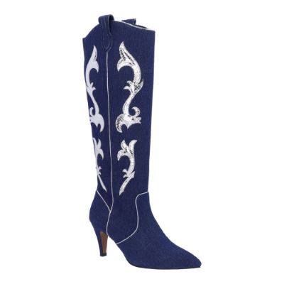 Siera-BLUE DENIM/SILVER SNAKE PRINT | J Renee