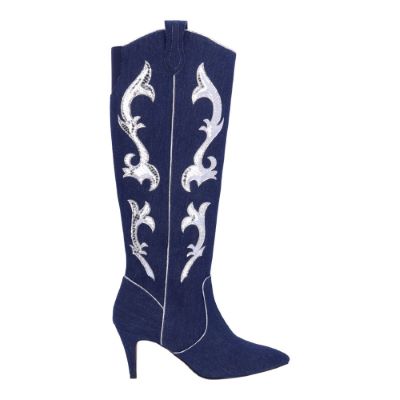 Siera-BLUE DENIM/SILVER SNAKE PRINT | J Renee