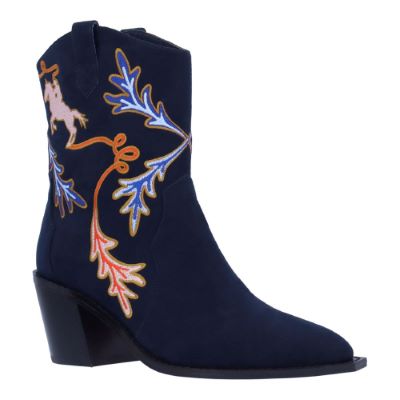 Skyla-NAVY/RED EMBROIDERED SUEDE | J Renee