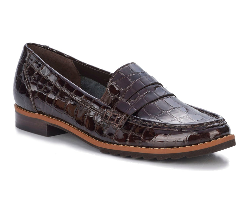 Winnie-Brown Croc Patent Leather | Ros Hommerson