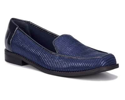 Willa-Navy Stretch Fabric/Patent | Ros Hommerson