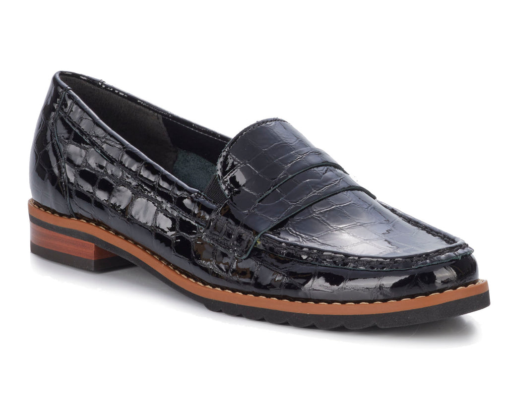 Winnie-Black Croc Patent Leather | Ros Hommerson