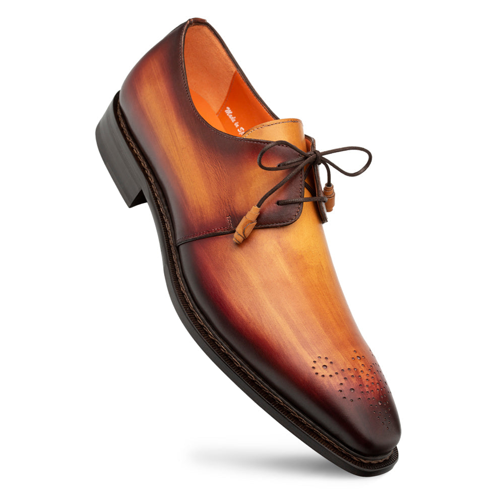 Principe Patina Leather Derby - Tan I Mezlan Large Feet Principe Patina Leather Derby - Tan I Mezlan Large Feet
