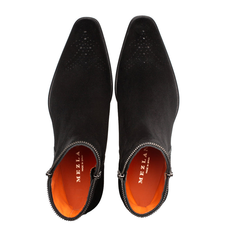 Moretti Suede Zip Boot-Black | Mezlan