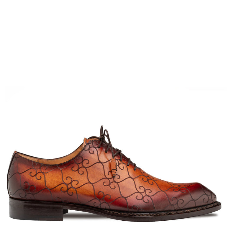 Tribeca Laser Print Oxford-Cognac/Rust | Mezlan