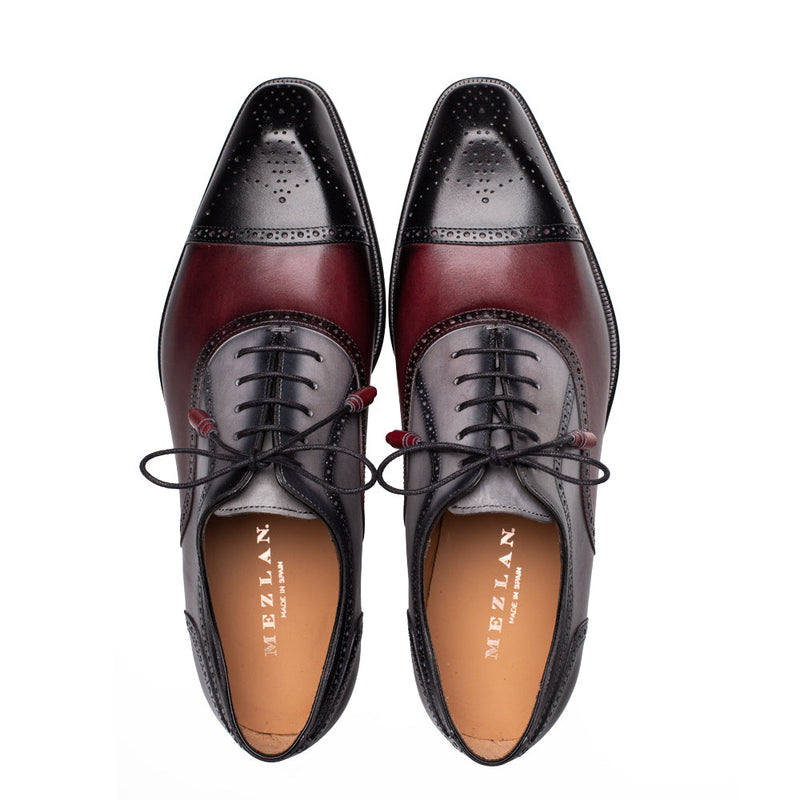 Galante Tri-tone Cap Toe Oxford-Black Multi | Mezlan
