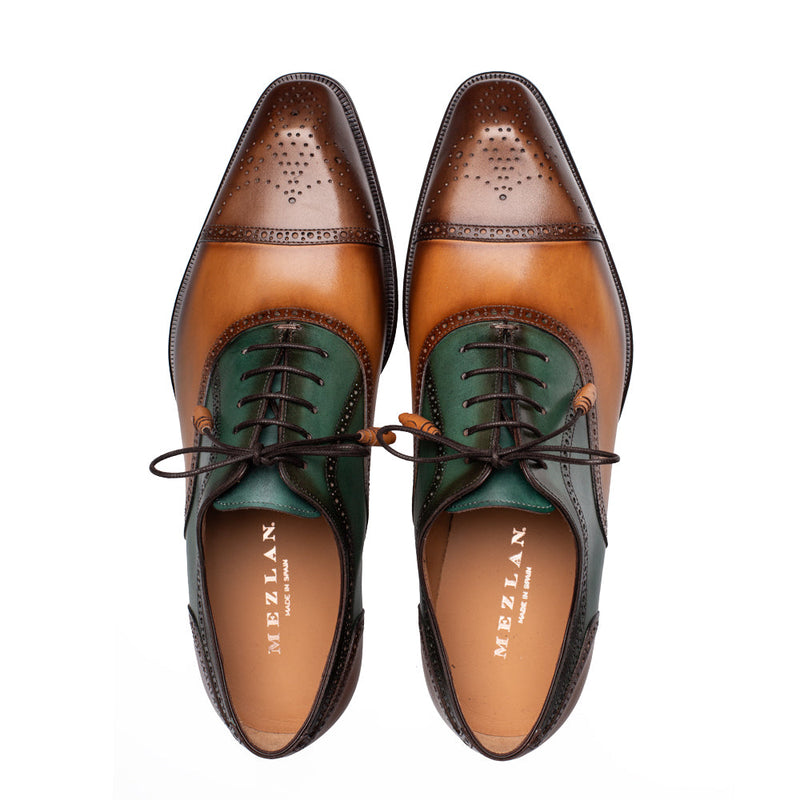 Galante Tri-tone Cap Toe Oxford-Brown Multi | Mezlan
