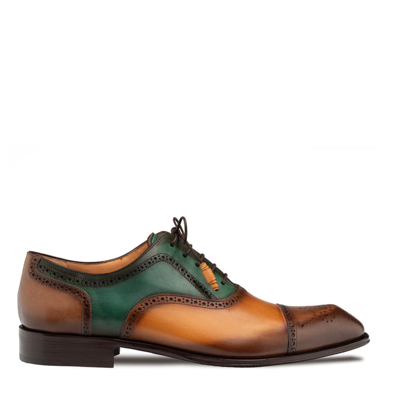 Galante Tri-tone Cap Toe Oxford-Brown Multi | Mezlan