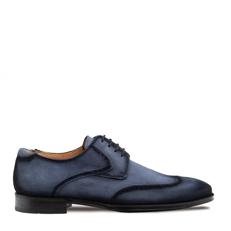 Benante Suede Wing Tip Derby-Navy | Mezlan