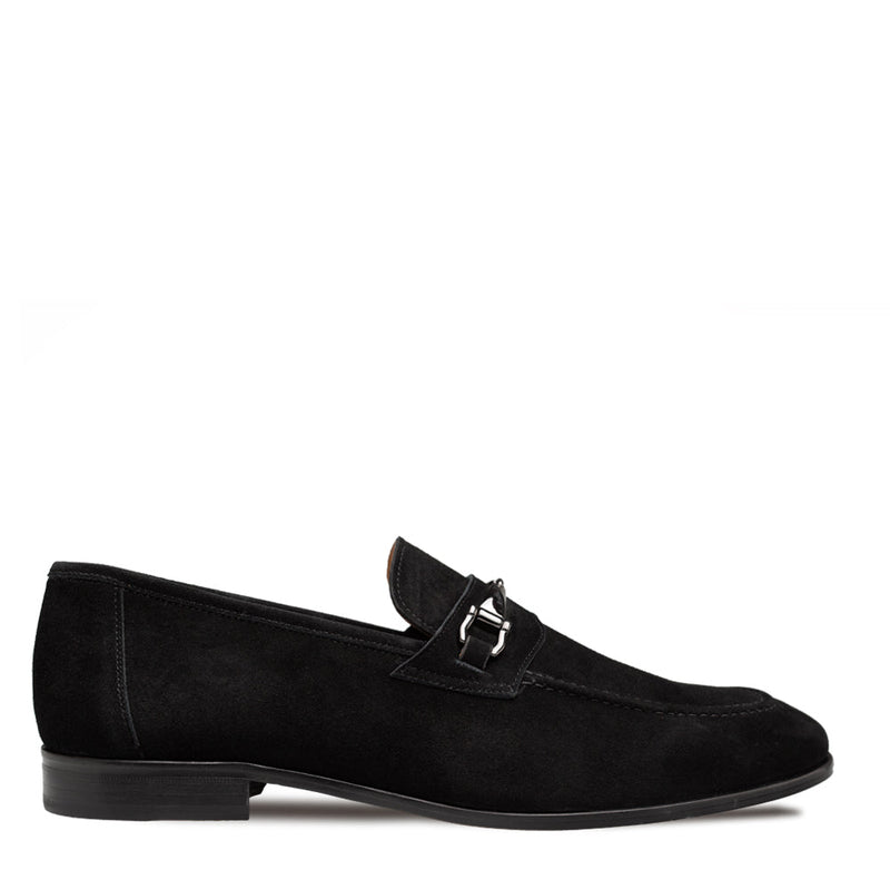 Bracco Suede Ornament Loafer-Black | Mezlan