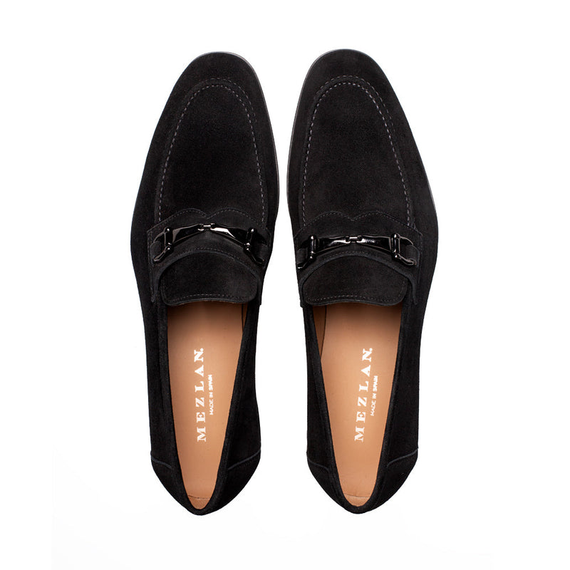 Bracco Suede Ornament Loafer-Black | Mezlan