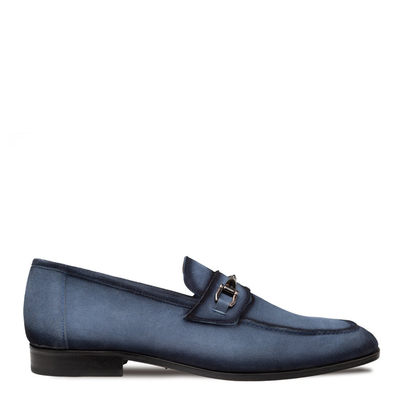 Bracco Suede Ornament Loafer-Blue | Mezlan