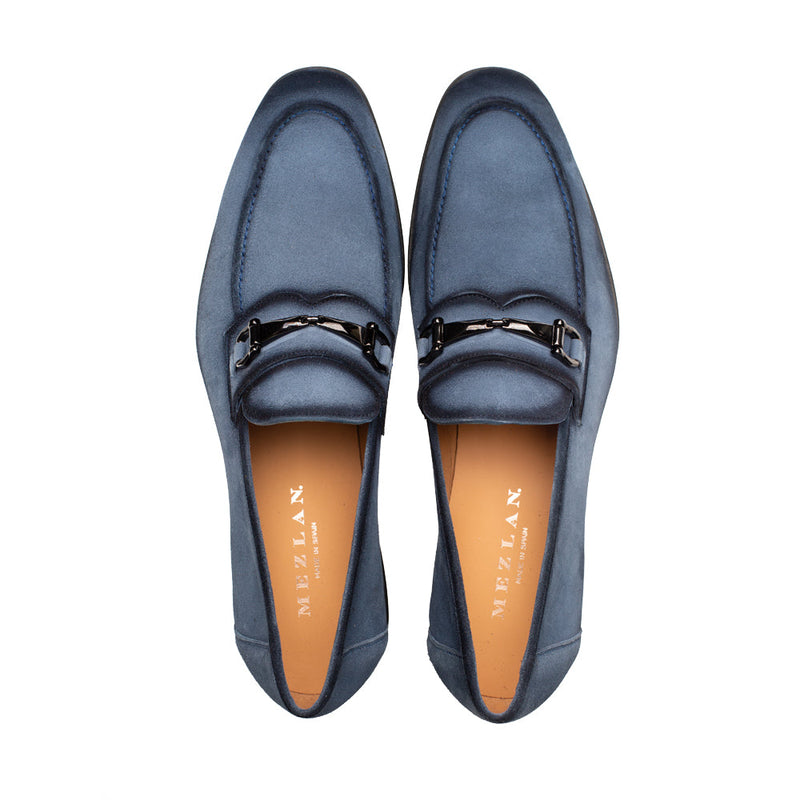 Bracco Suede Ornament Loafer-Blue | Mezlan