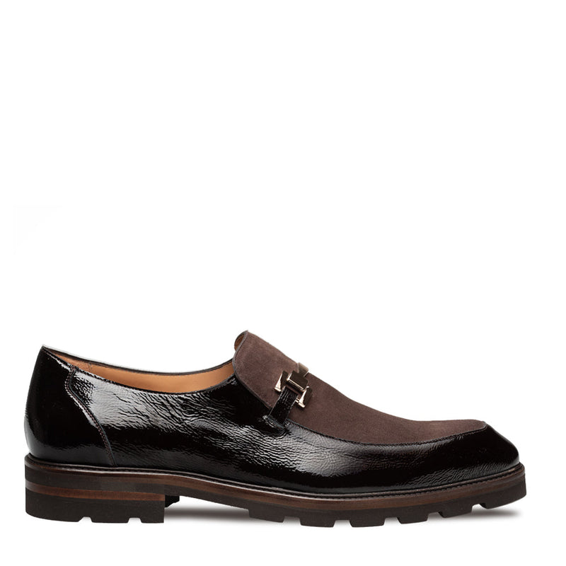 Valone Hi-Shine/Suede Lug Slip On-Brown | Mezlan