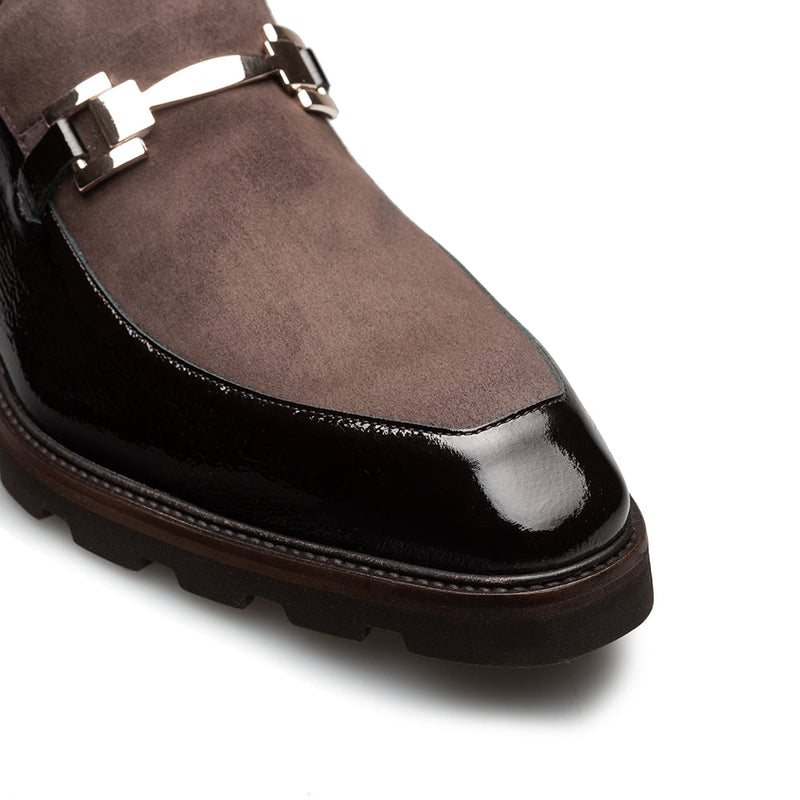 Valone Hi-Shine/Suede Lug Slip On-Brown | Mezlan