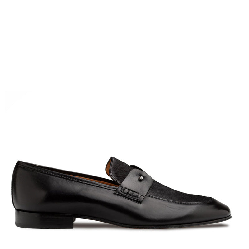 Saona Calf/Linen Slip On-Black| Mezlan