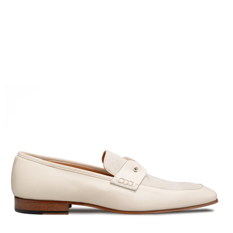 Saona Calf/Linen Slip On-Bone| Mezlan