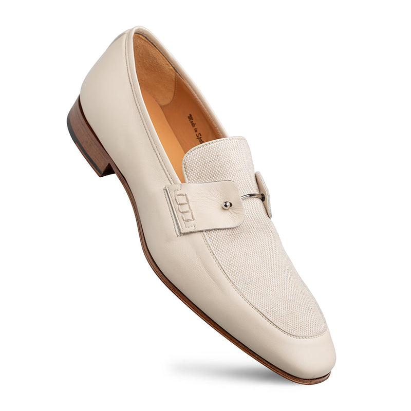 Saona Calf/Linen Slip On-Bone| Mezlan