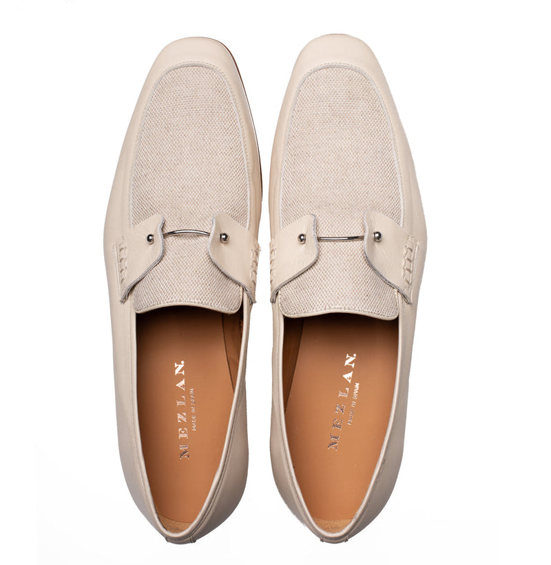 Saona Calf/Linen Slip On-Bone| Mezlan