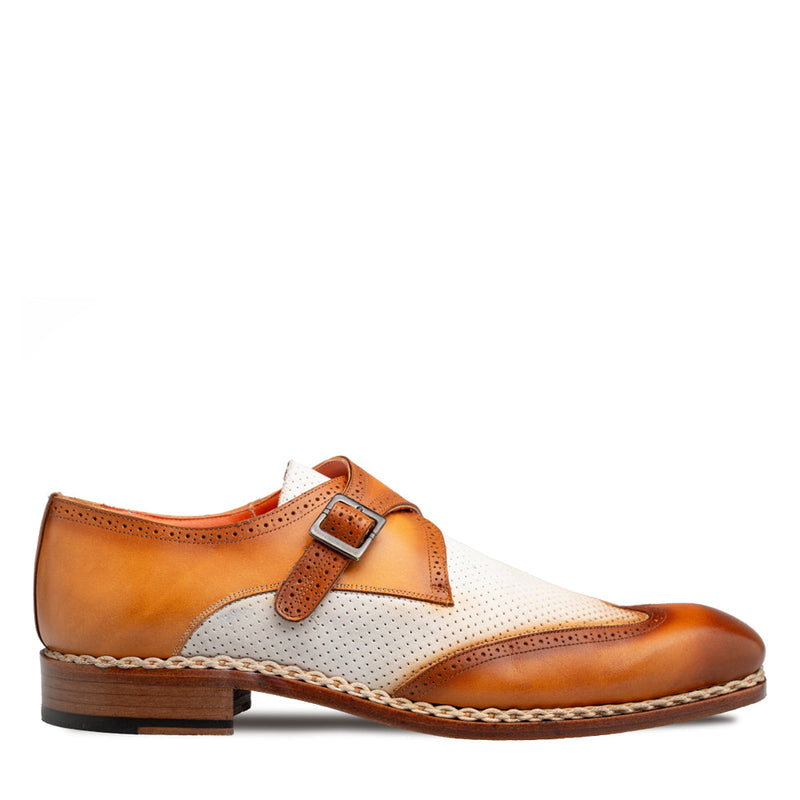 Blanes Spectator Monk Strap-Camel / Bone | Mezlan