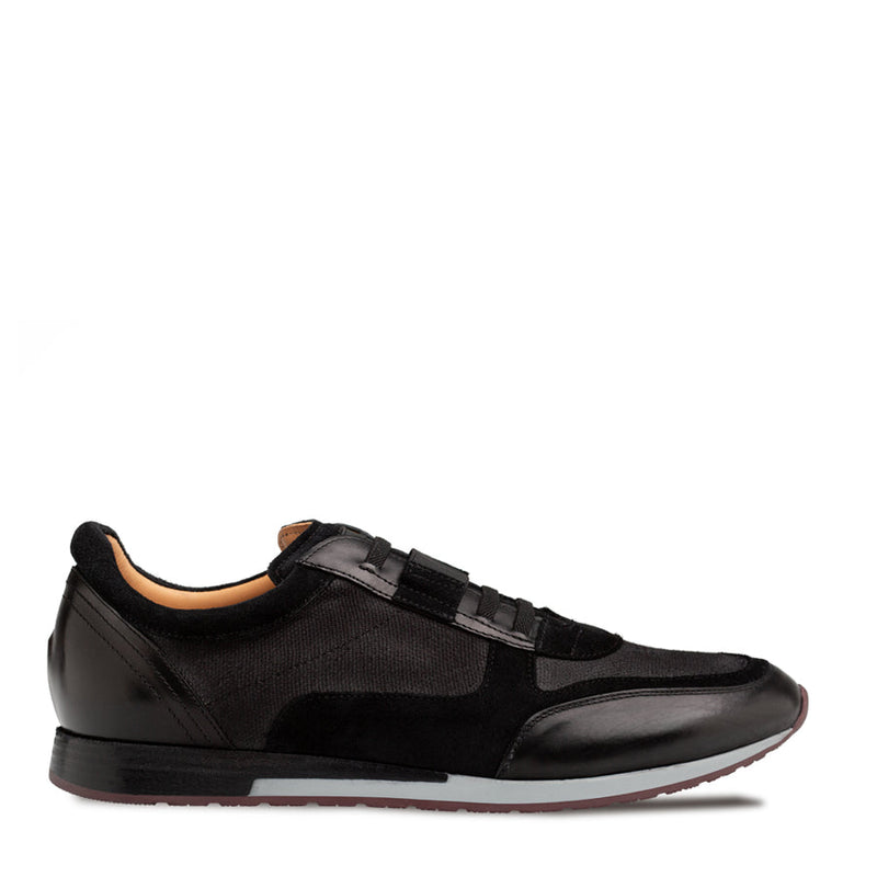 Riumar Suede/Linen Sneaker-Black | Mezlan