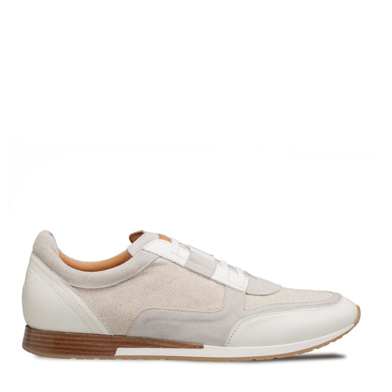 Riumar Suede/Linen Sneaker-Bone | Mezlan