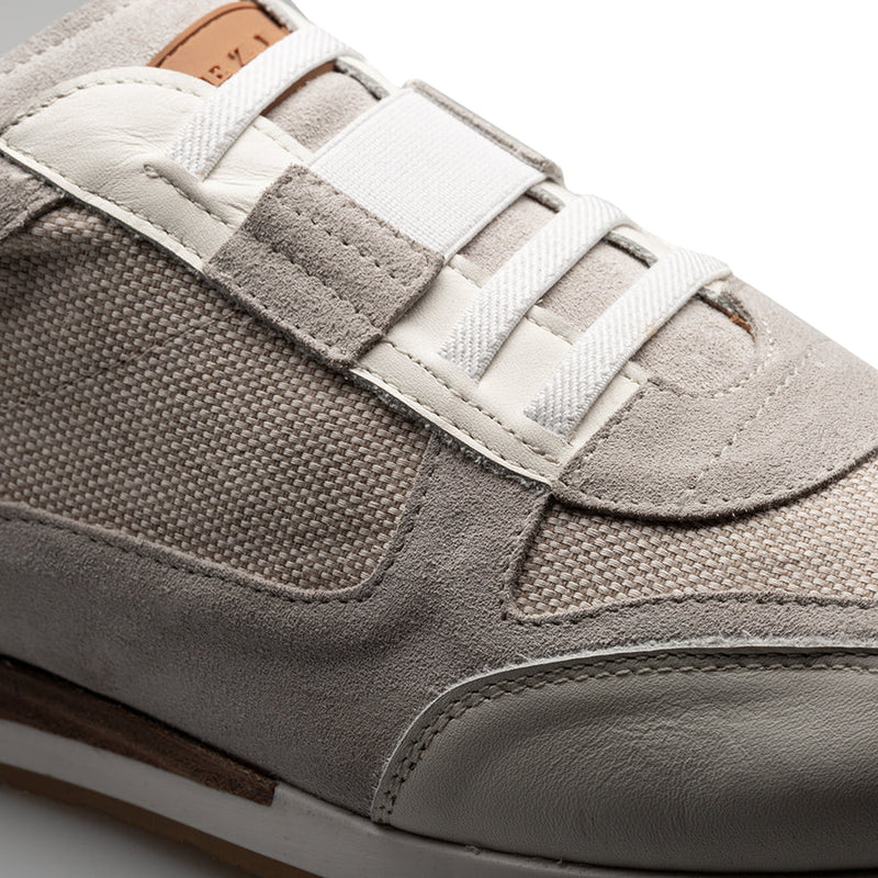 Riumar Suede/Linen Sneaker-Bone | Mezlan