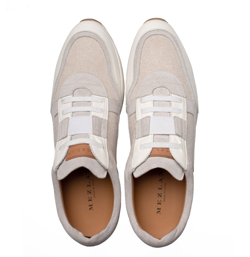 Riumar Suede/Linen Sneaker-Bone | Mezlan