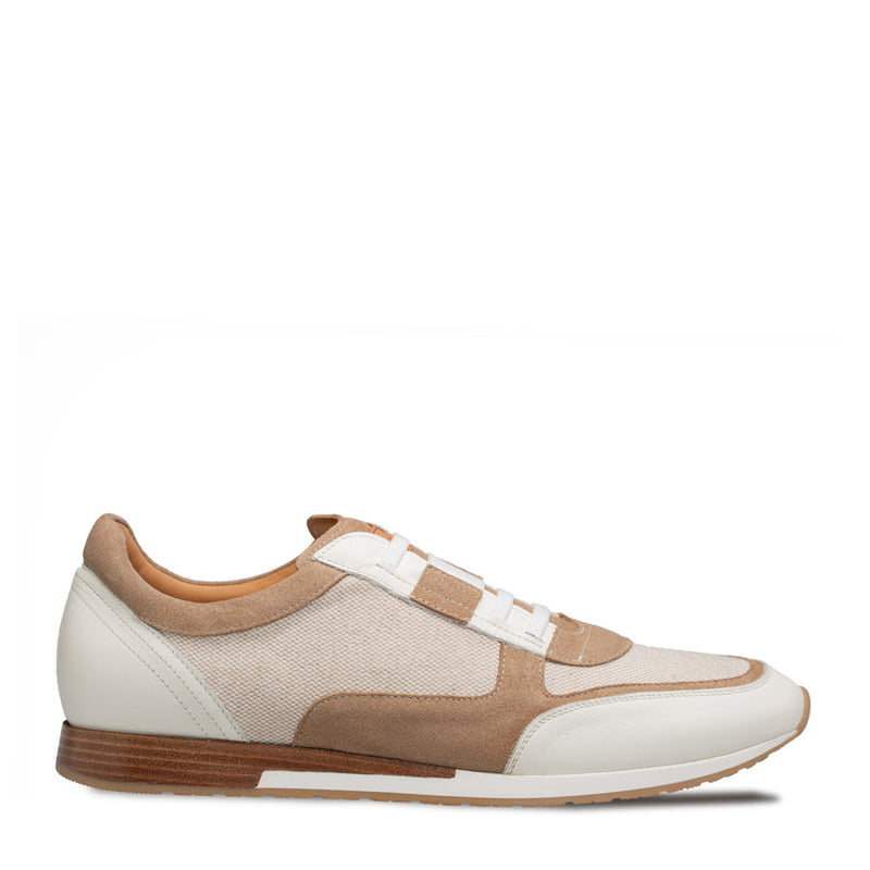 Riumar Suede/Linen Sneaker-Bone/Sand | Mezlan