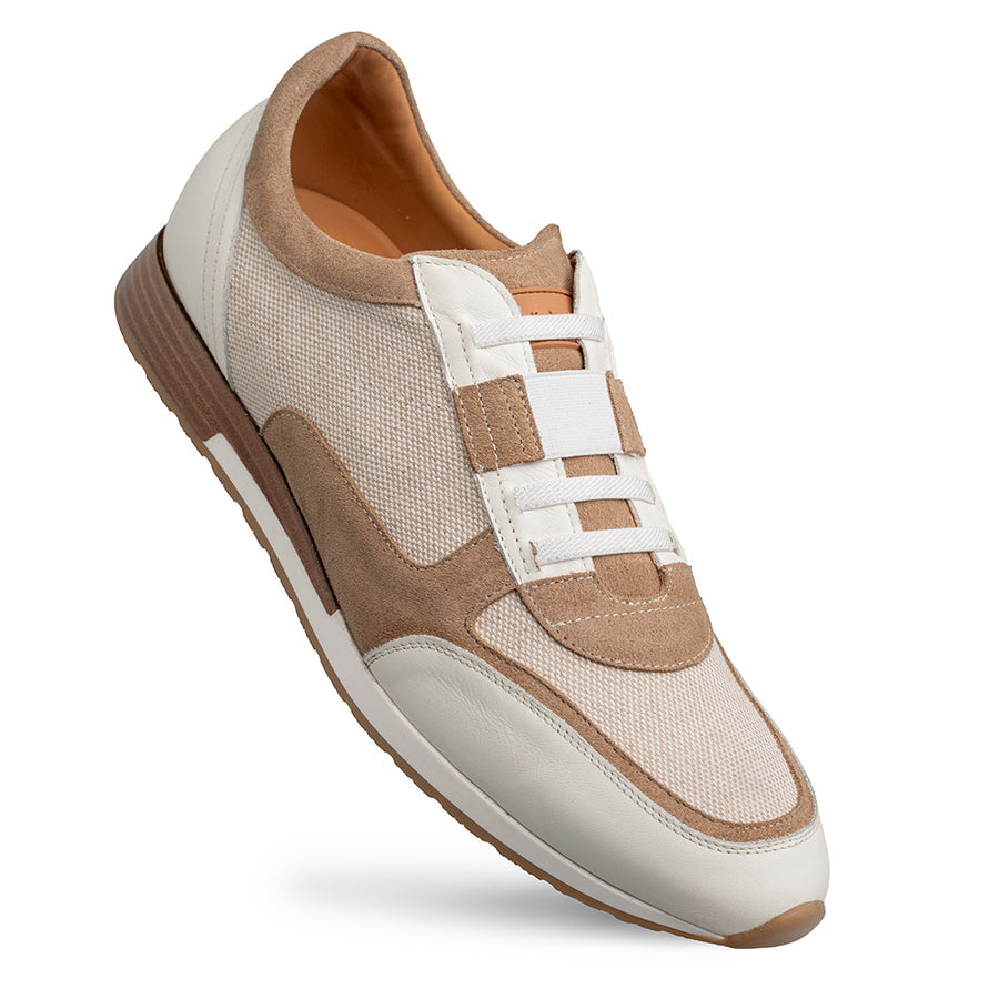Riumar Suede/Linen Sneaker-Bone/Sand | Mezlan