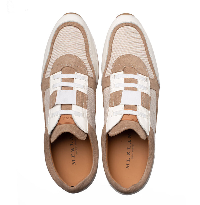 Riumar Suede/Linen Sneaker-Bone/Sand | Mezlan