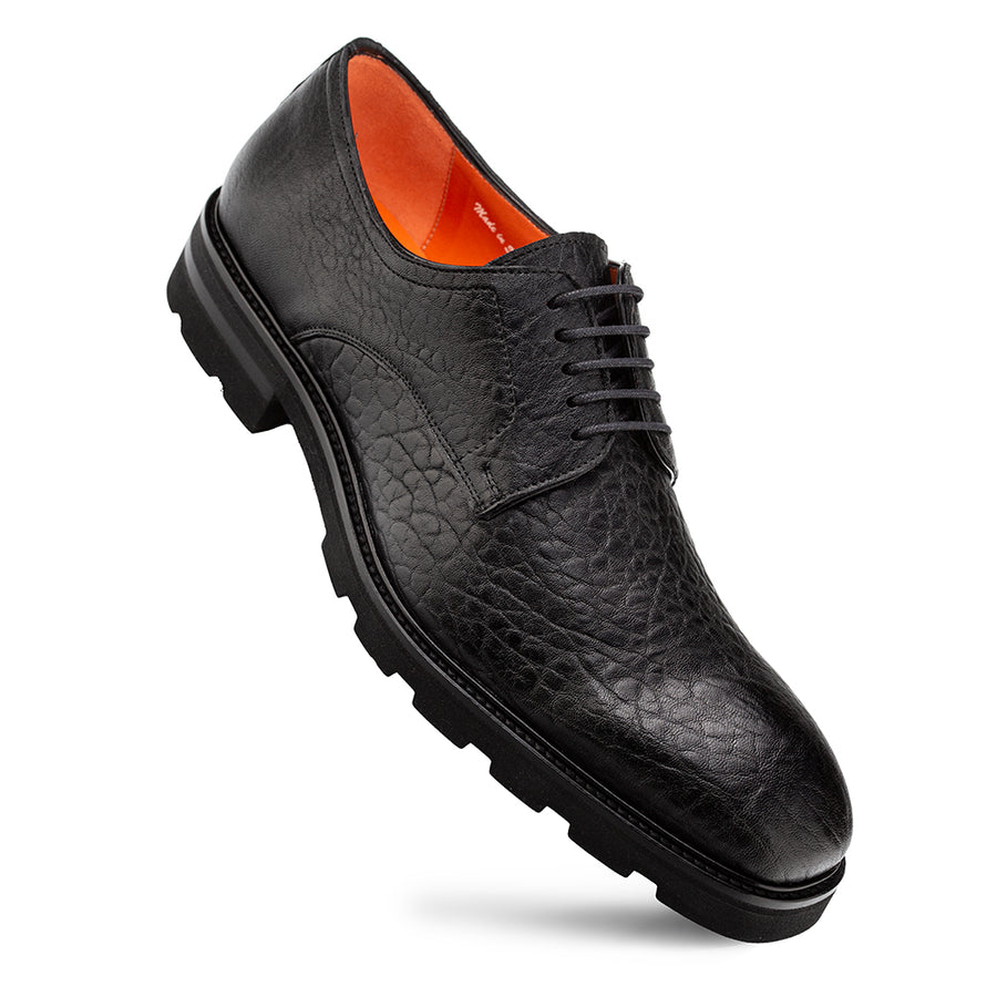 Aspen Pebbled Leather Derby-Black | Mezlan