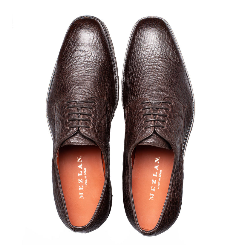 Aspen Pebbled Leather Derby-Brown | Mezlan