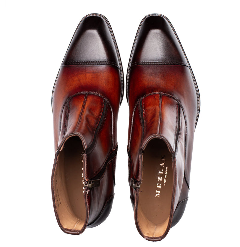 Maverick Patina Cap Toe Boot-Chocolate/Cognac  | Mezlan