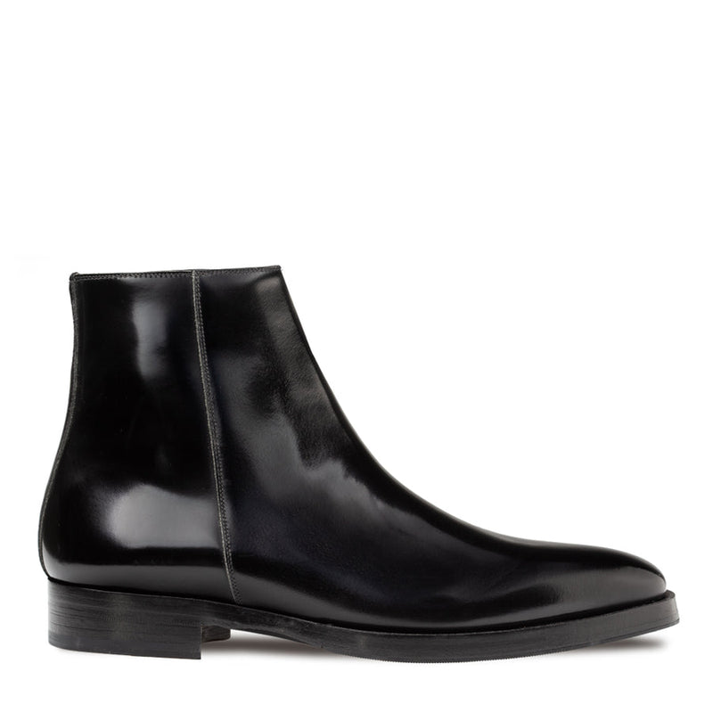 Alta Shiny Calf Ankle Boot-Black | Mezlan
