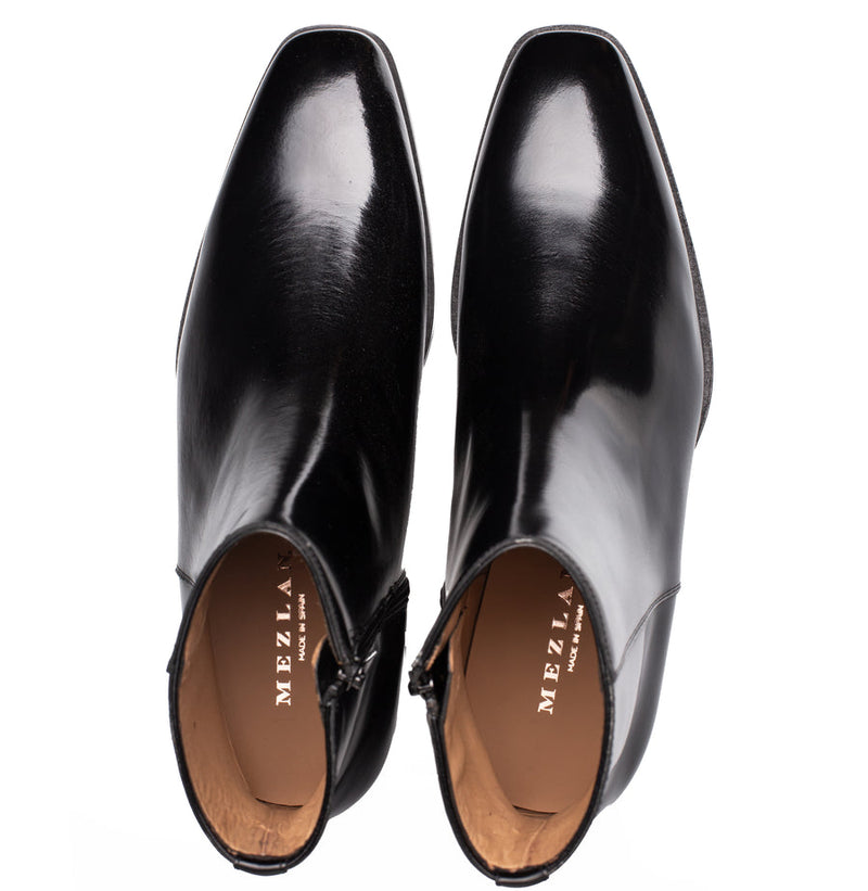 Alta Shiny Calf Ankle Boot-Black | Mezlan
