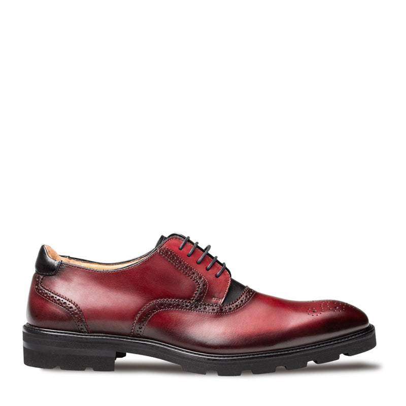 Birch Two-Tone Lug Sole Derby-Burgundy/Black | Mezlan
