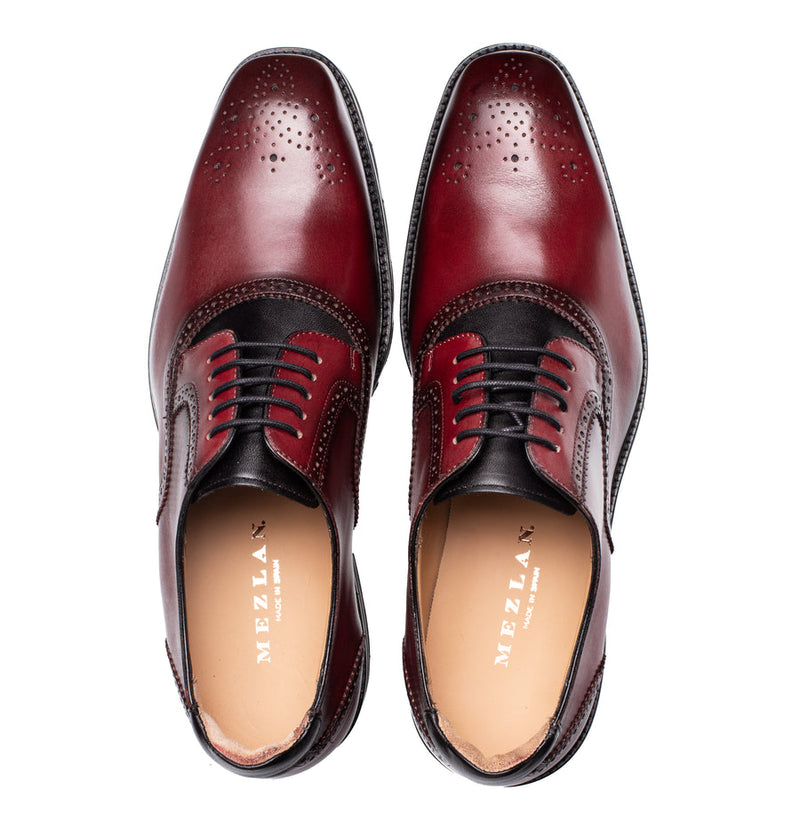 Birch Two-Tone Lug Sole Derby-Burgundy/Black | Mezlan