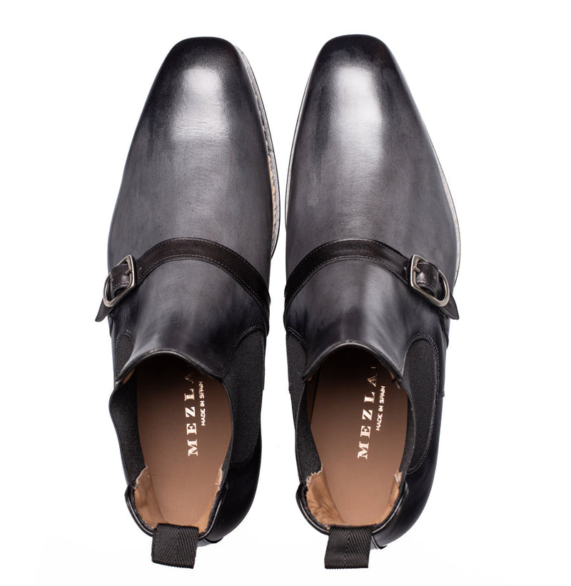 Alpine Buckle Chelsea Boot-Dark Grey | Mezlan