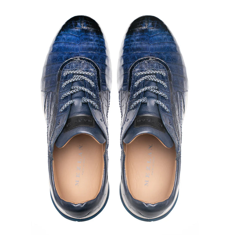 Quevedo Crocodile Sneaker-Jeans/Blue | Mezlan