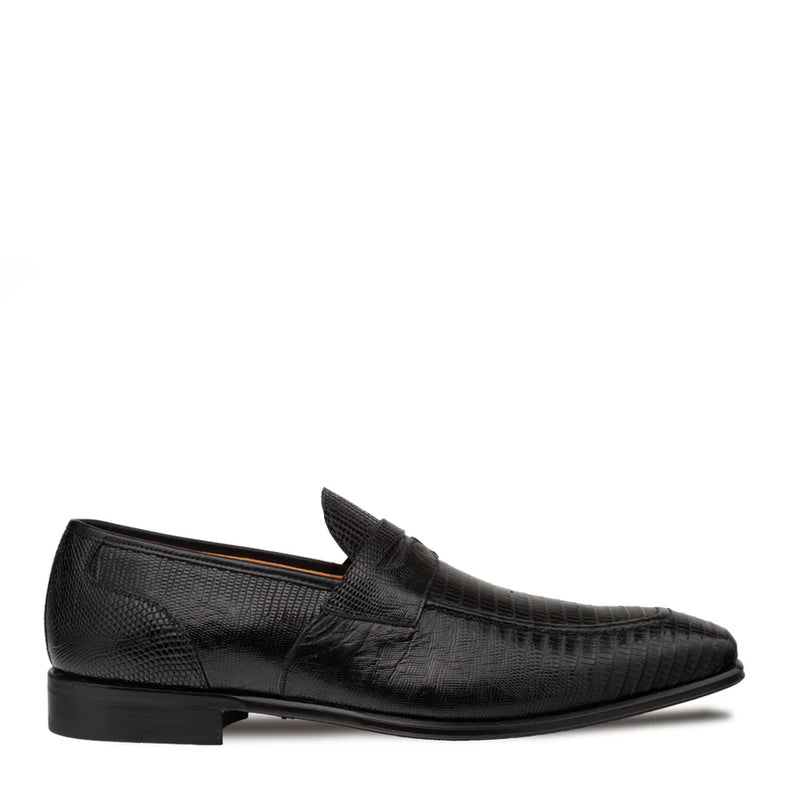 Mayor Lizard Penny Loafer-Black | Mezlan