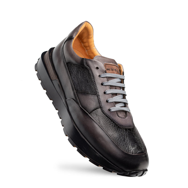 Arkley Calf/Ostrich Paw Sneaker |  Mezlan